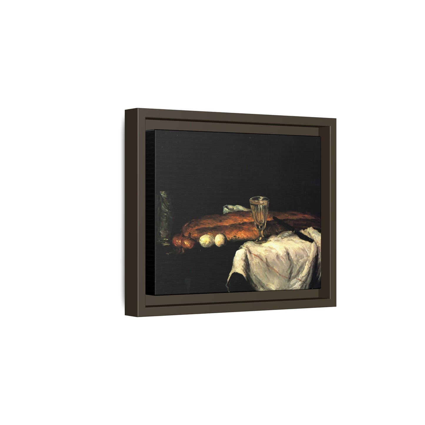 Cézanne, Paul - Still Life with Bread and Eggs (1865) - Matte Canvas, Framed