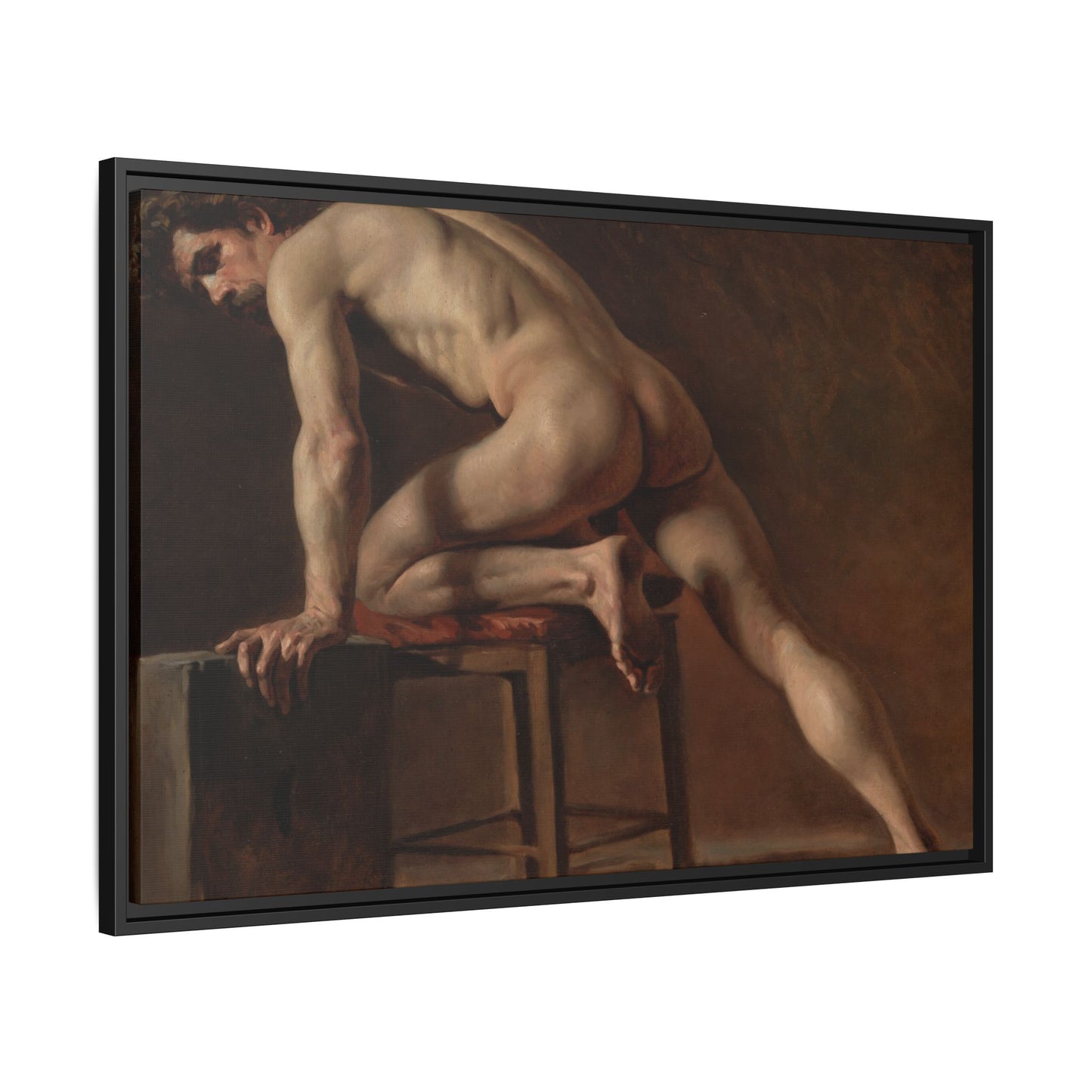 Courbet, Gustave - Study of a Nude Man (1840) - Matte Canvas, Framed