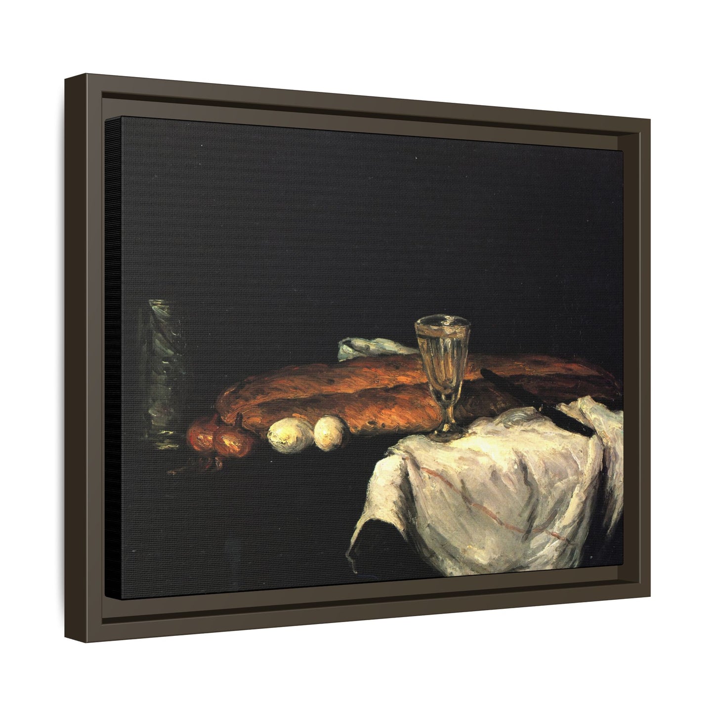 Cézanne, Paul - Still Life with Bread and Eggs (1865) - Matte Canvas, Framed