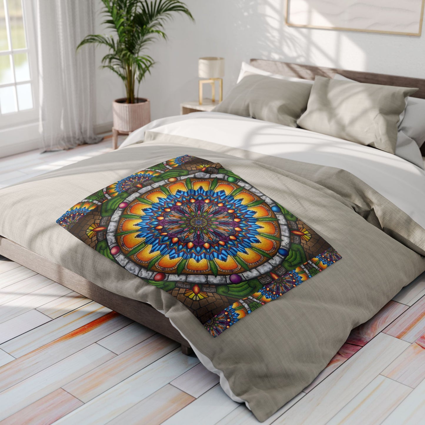 Pacio, Adam - Emerald Arrows Mandala - Arctic Fleece Blanket