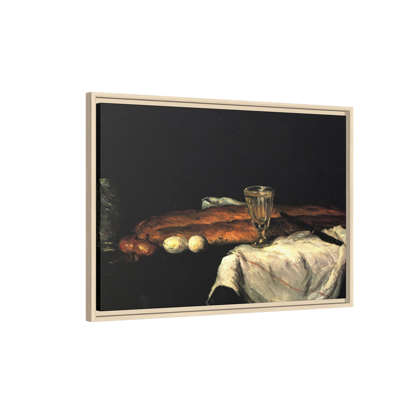 Cézanne, Paul - Still Life with Bread and Eggs (1865) - Matte Canvas, Framed