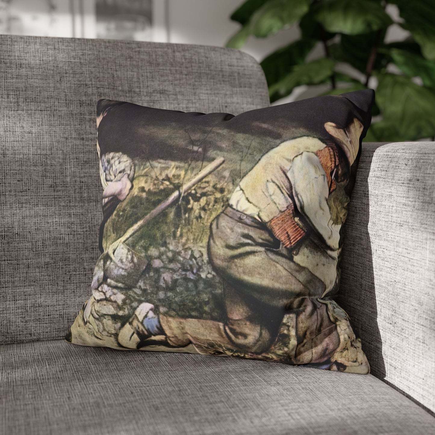Courbet, Gustave - The Stone Breakers (1850) - Suede Square Pillowcase