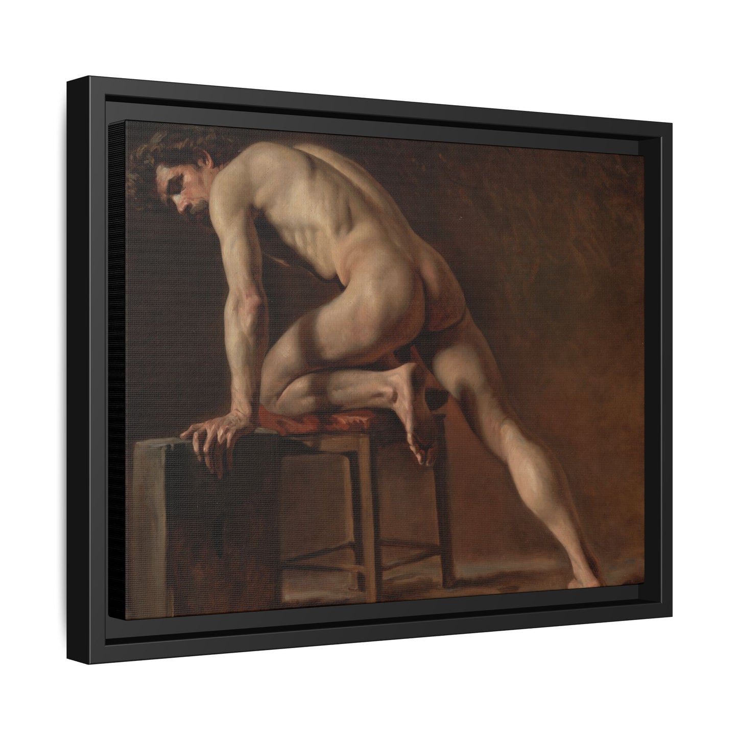Courbet, Gustave - Study of a Nude Man (1840) - Matte Canvas, Framed