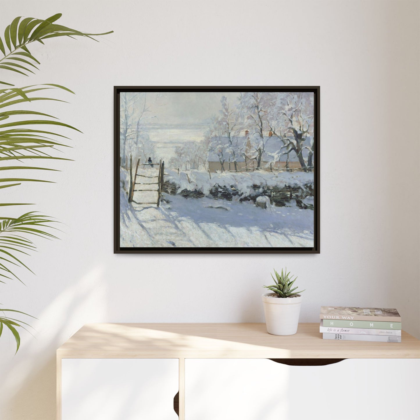 Monet, Claude - The Magpie (1868) - Matte Canvas, Framed