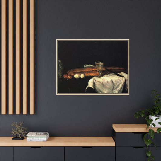 Cézanne, Paul - Still Life with Bread and Eggs (1865) - Matte Canvas, Framed