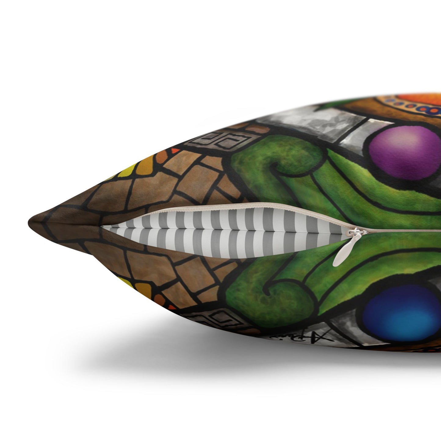 Pacio, Adam - Emerald Arrows Mandala - Suede Square Pillowcase