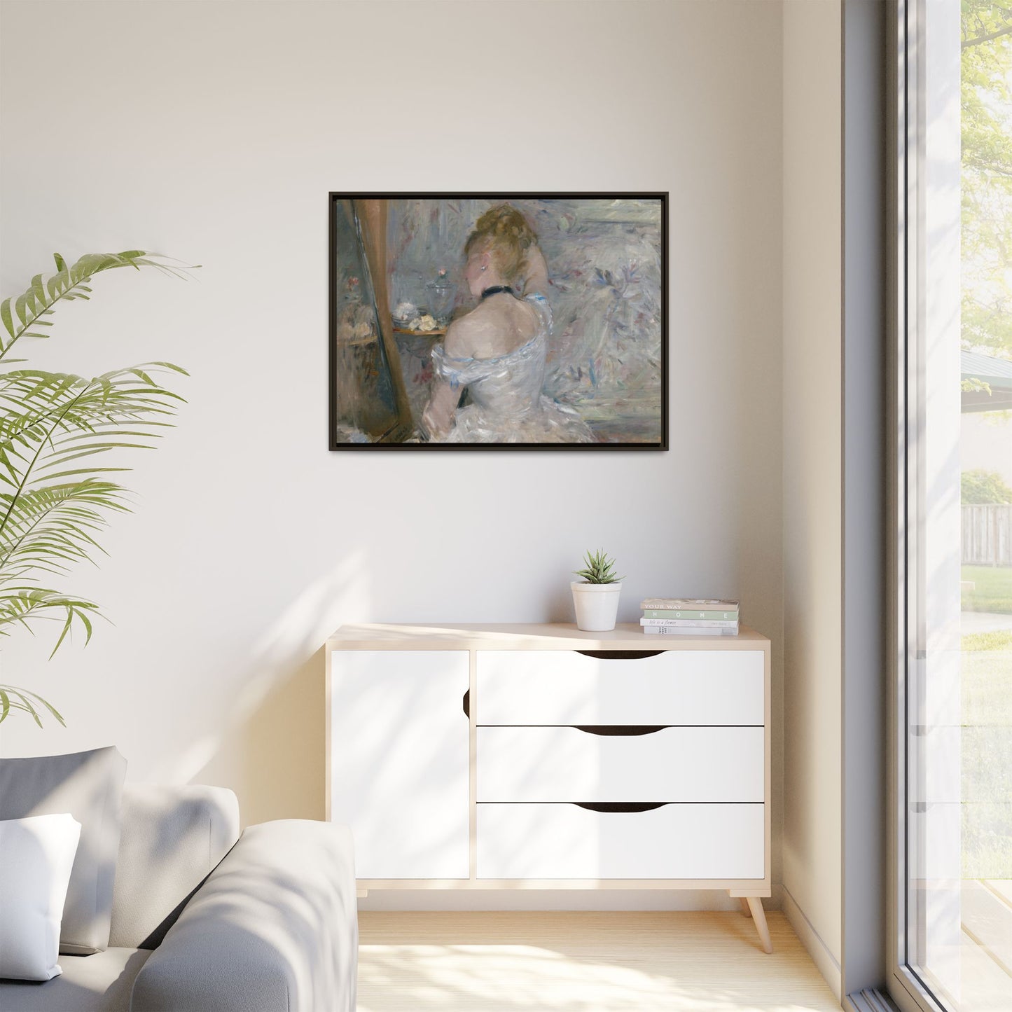 Morisot, Berthe - Woman at Her Toilette (1880) - Matte Canvas, Framed