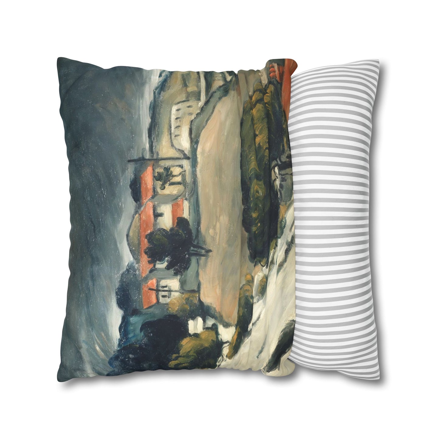 Cézanne, Paul - L’Estaque, Melting Snow (1870) - Suede Square Pillowcase