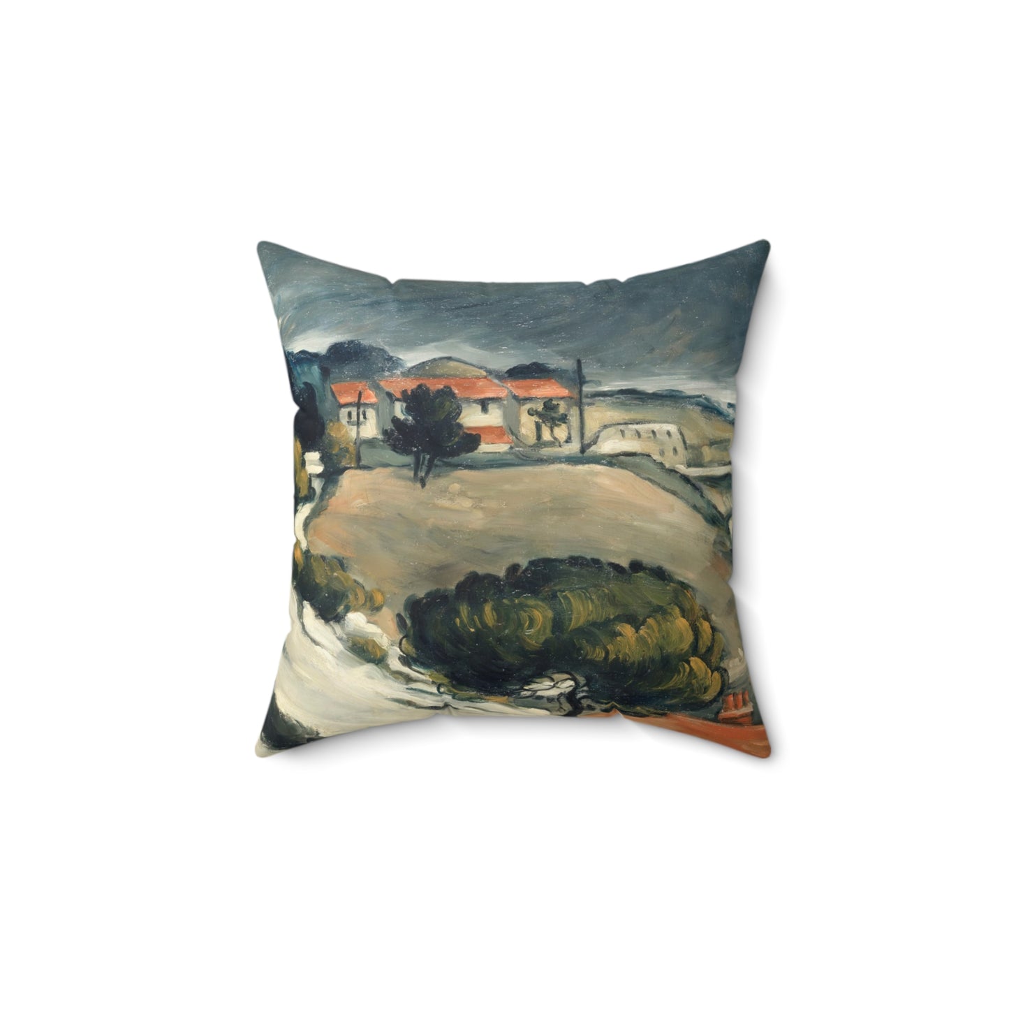 Cézanne, Paul - L’Estaque, Melting Snow (1870) - Suede Square Pillow