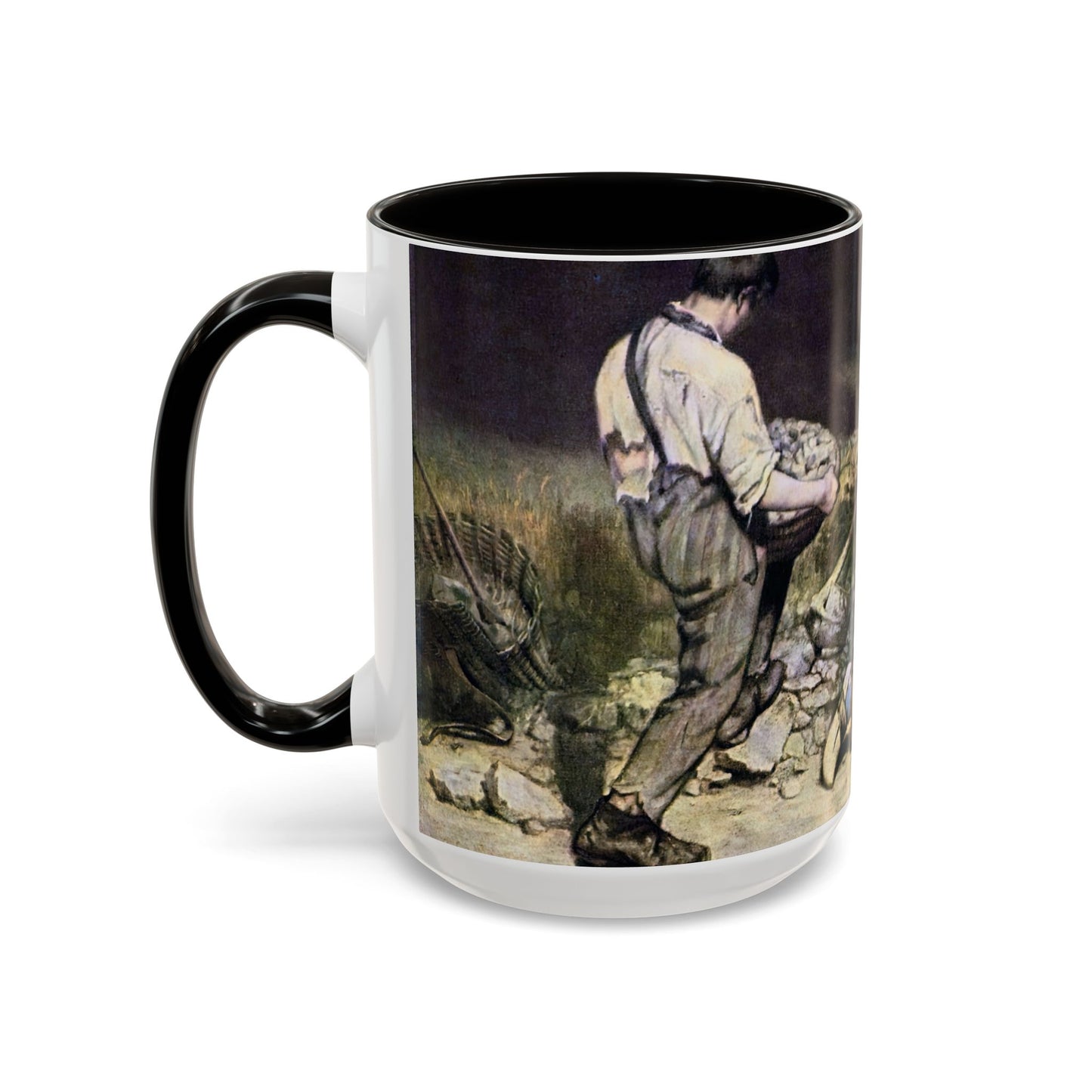 Courbet, Gustave - The Stone Breakers (1850) - Colorful Accent Mugs