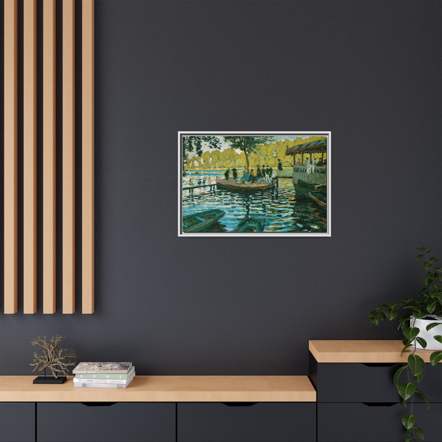 Monet, Claude - La Grenouillere (1869) - Matte Canvas, Framed
