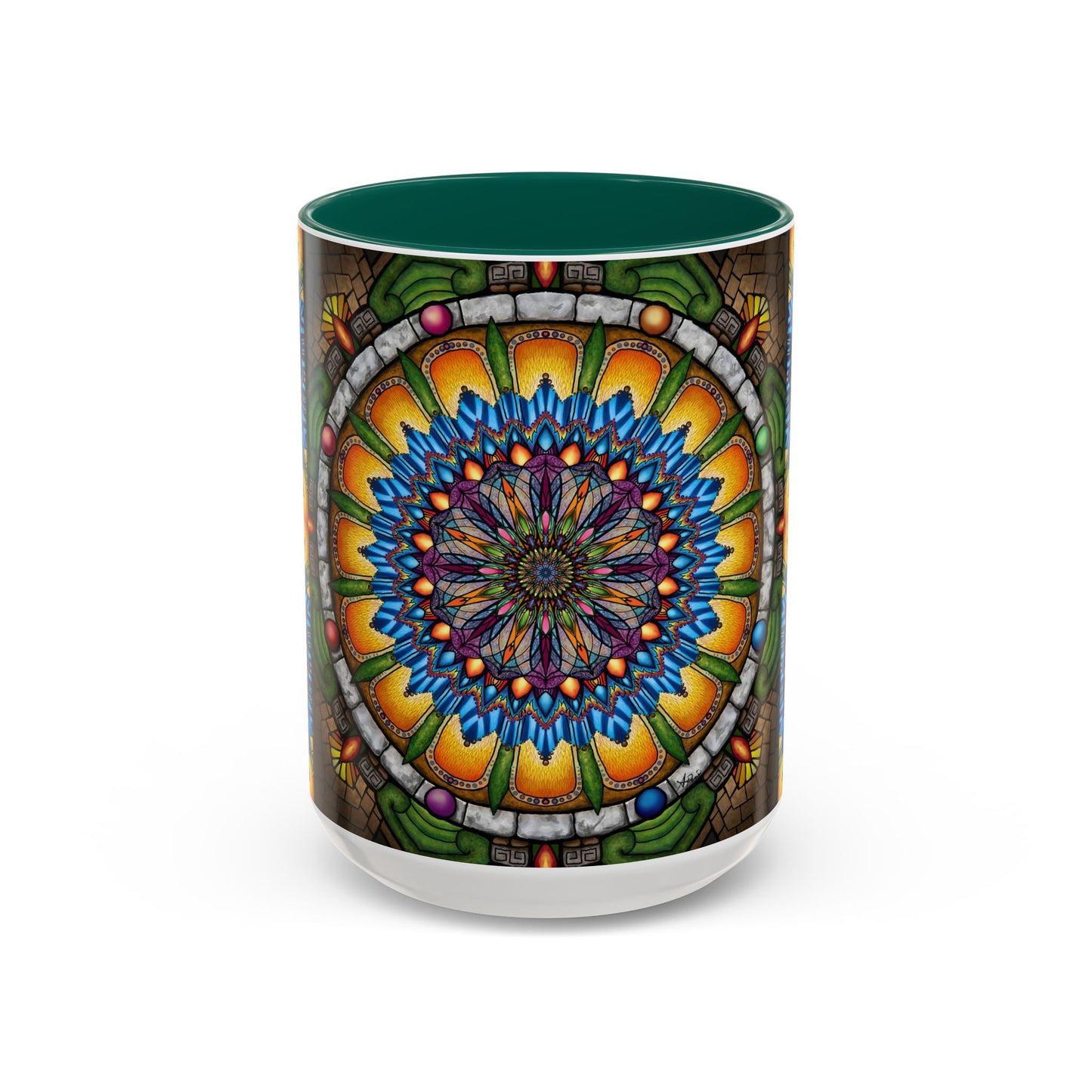 Pacio, Adam - Emerald Arrows Mandala - Colorful Accent Mugs