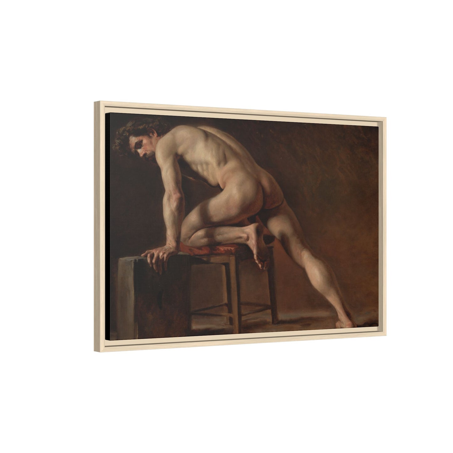 Courbet, Gustave - Study of a Nude Man (1840) - Matte Canvas, Framed