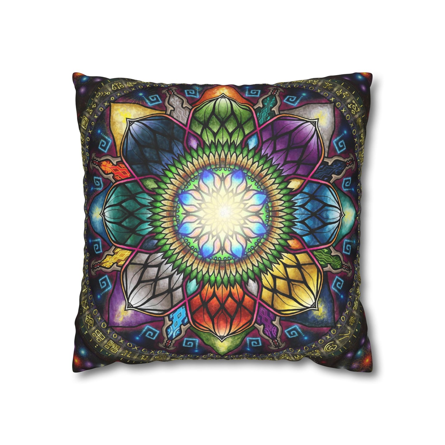 Pacio, Adam - Mystic Jewel Mandala - Suede Square Pillowcase
