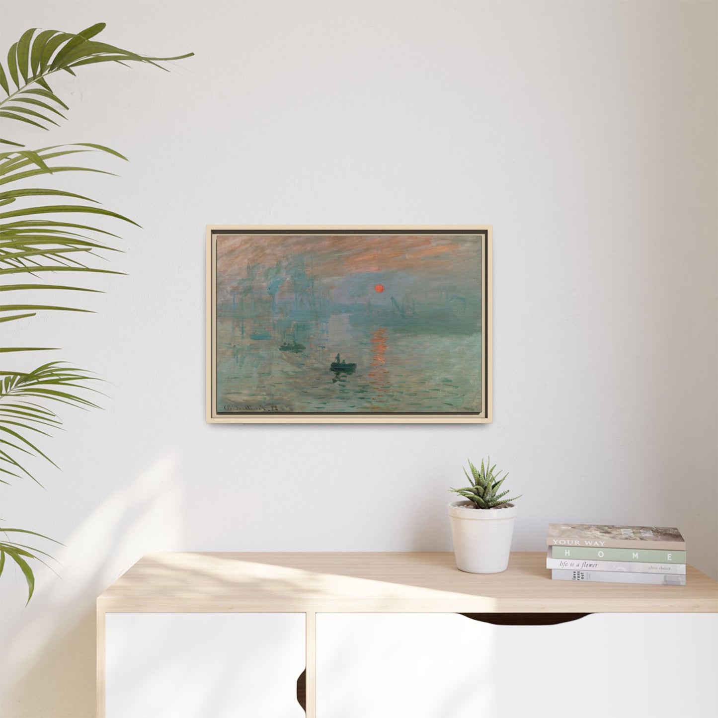 Monet, Claude - Impression, Sunrise (1872) - Matte Canvas, Framed