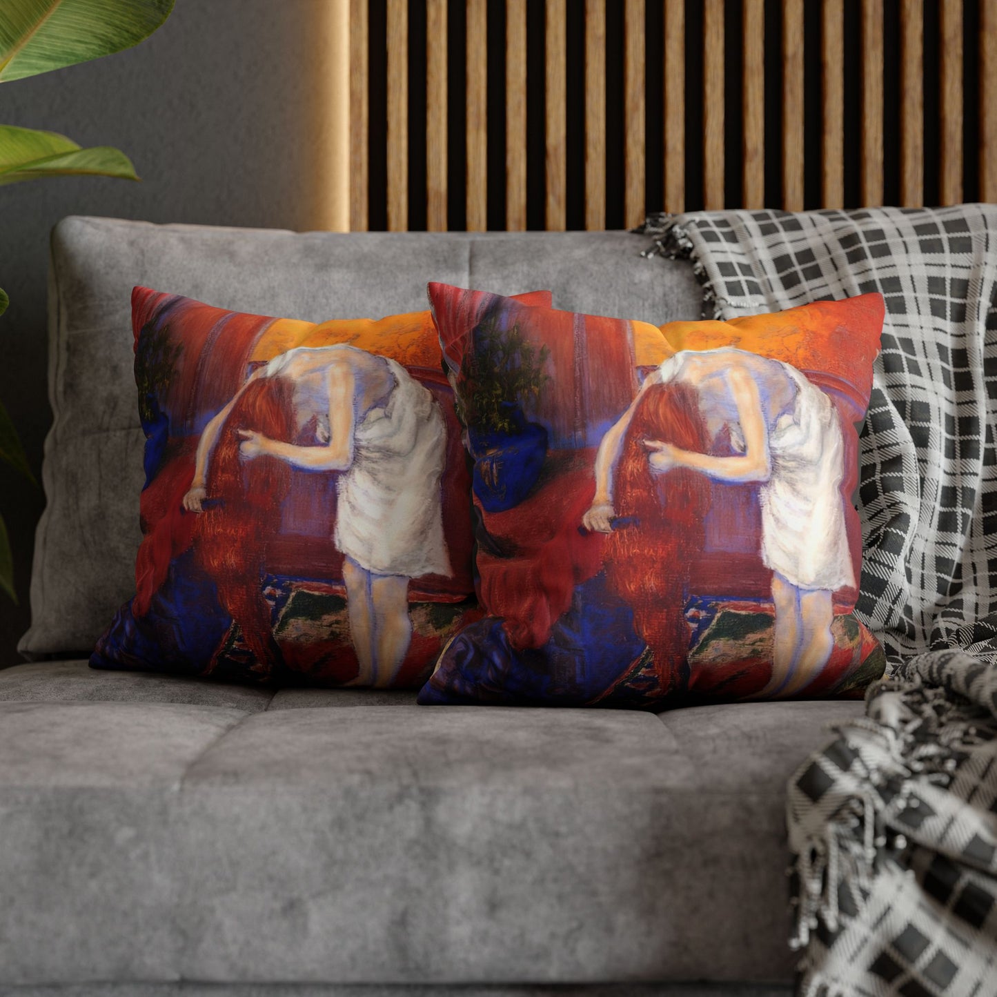 Ranson, Paul - The Golden Head of Hair (1909) - Suede Square Pillowcase