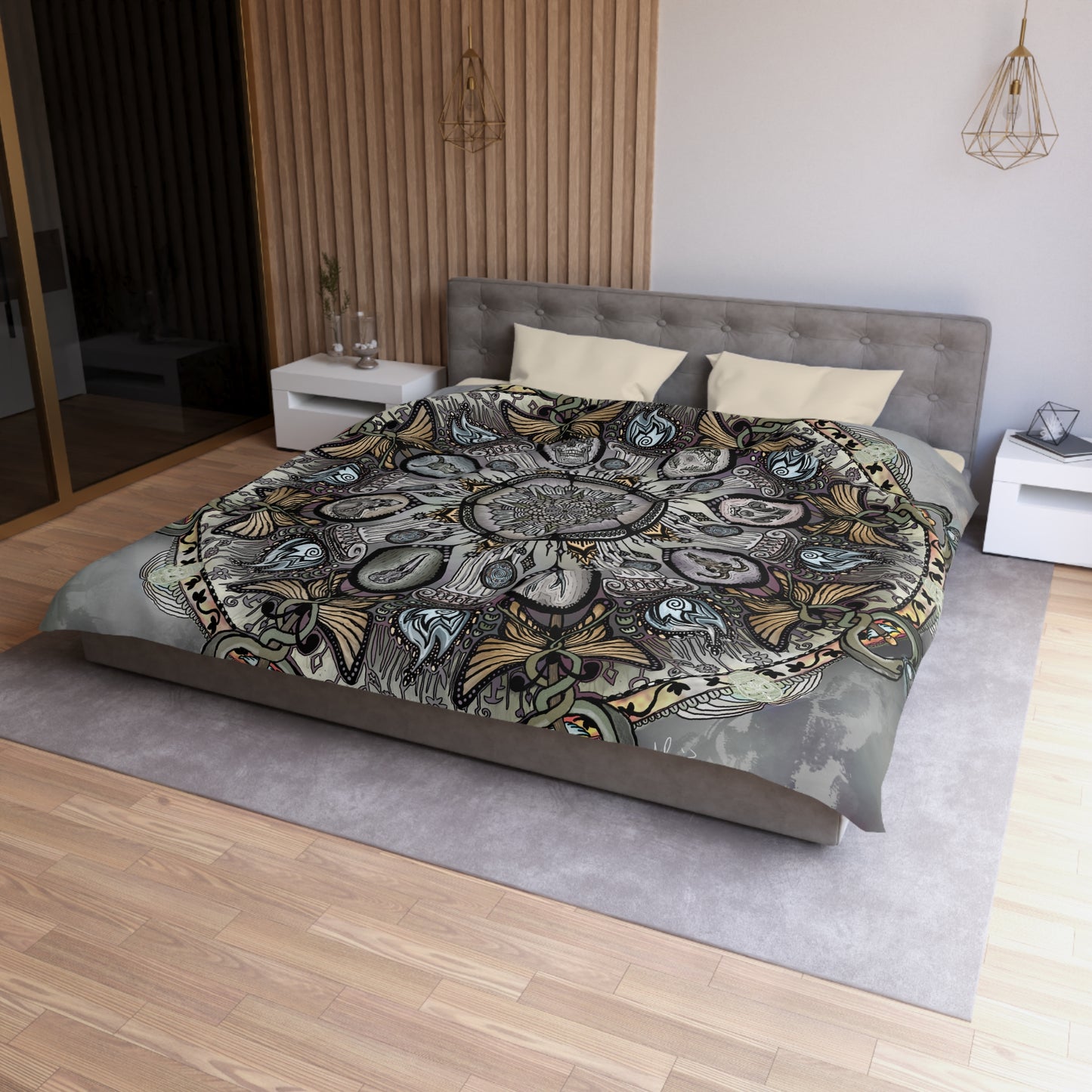 Pacio, Adam - Memento Mori Mandala - Microfiber Duvet Cover