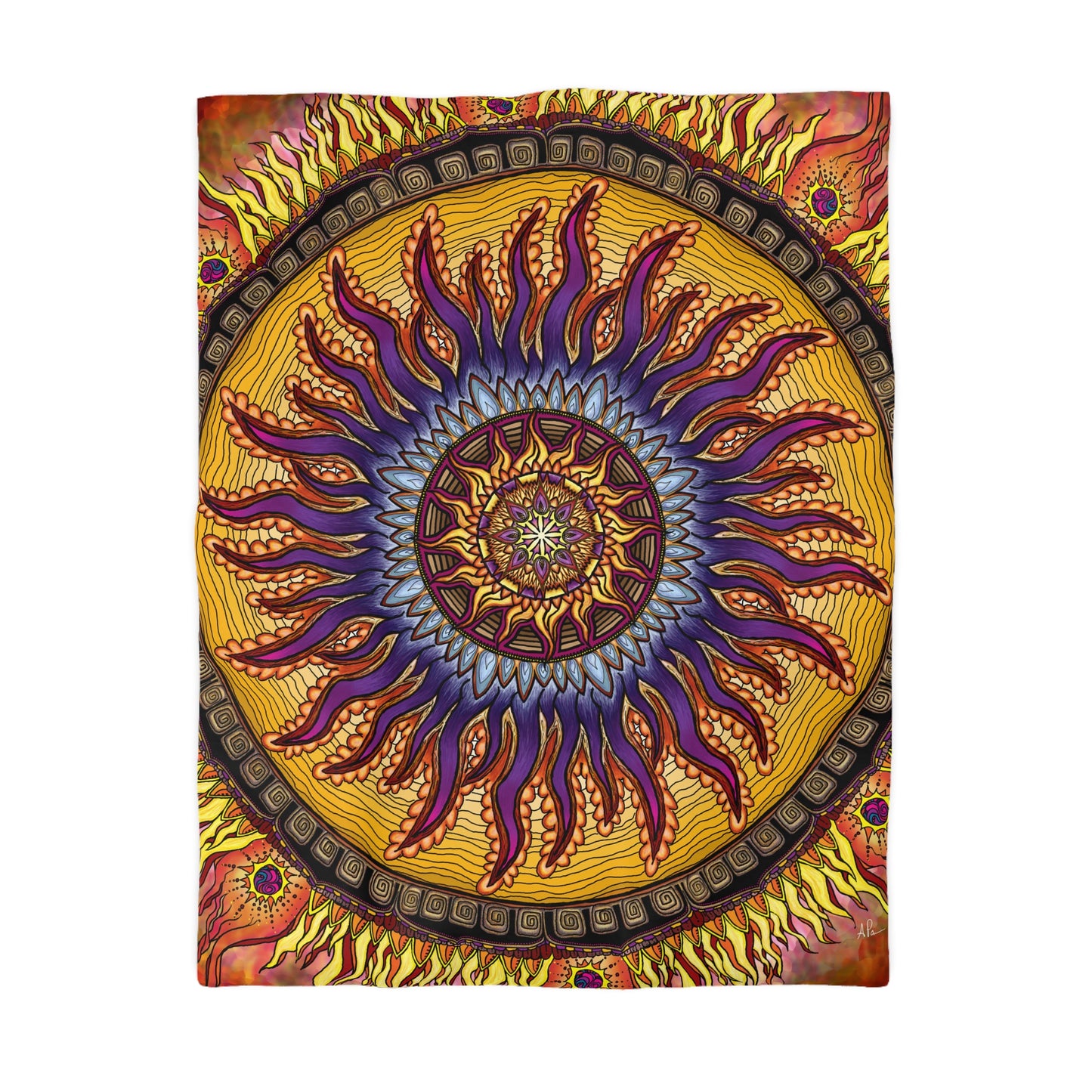 Pacio, Adam - Solar Disc Mandala - Microfiber Duvet Cover
