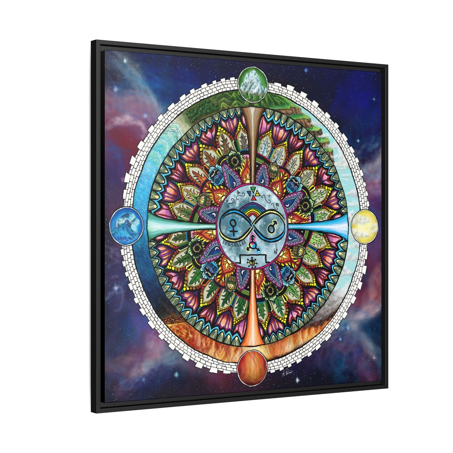 Lunar Rites Mandala - Framed Matte Canvas