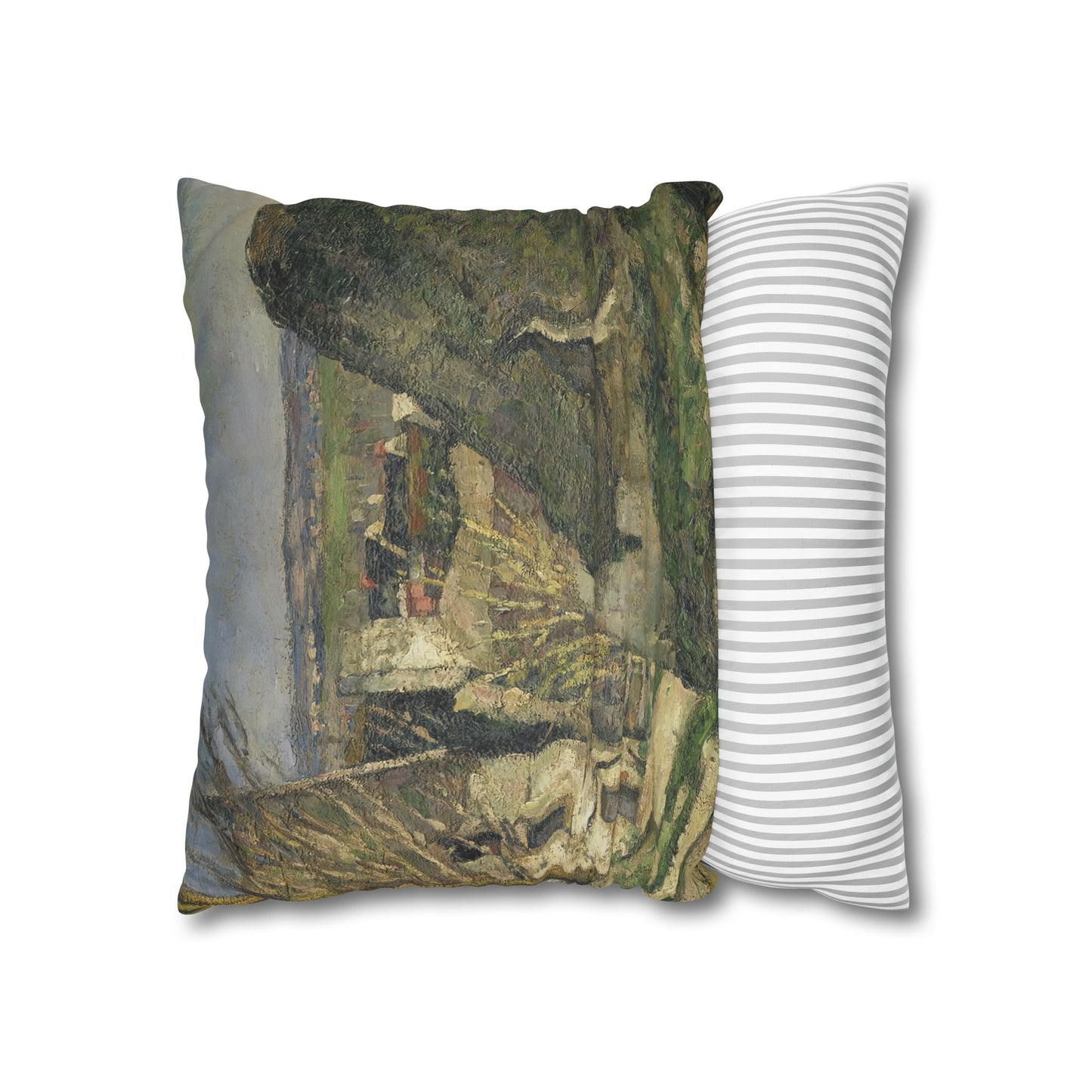 Cézanne, Paul - The House of the Hanged Man, Auvers-sur-Oise (1874) - Suede Square Pillowcase