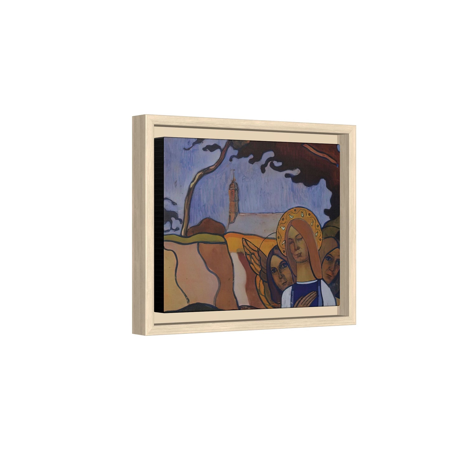 Filiger, Charles - Virgin and Two Angels (1895) - Matte Canvas, Framed