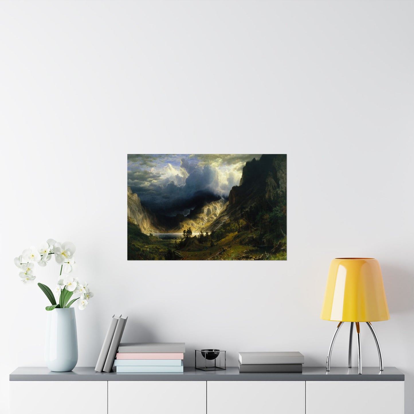 Bierstadt, Albert - A Storm in the Rocky Mountains, Mt. Rosalie (1866) - Satin Posters
