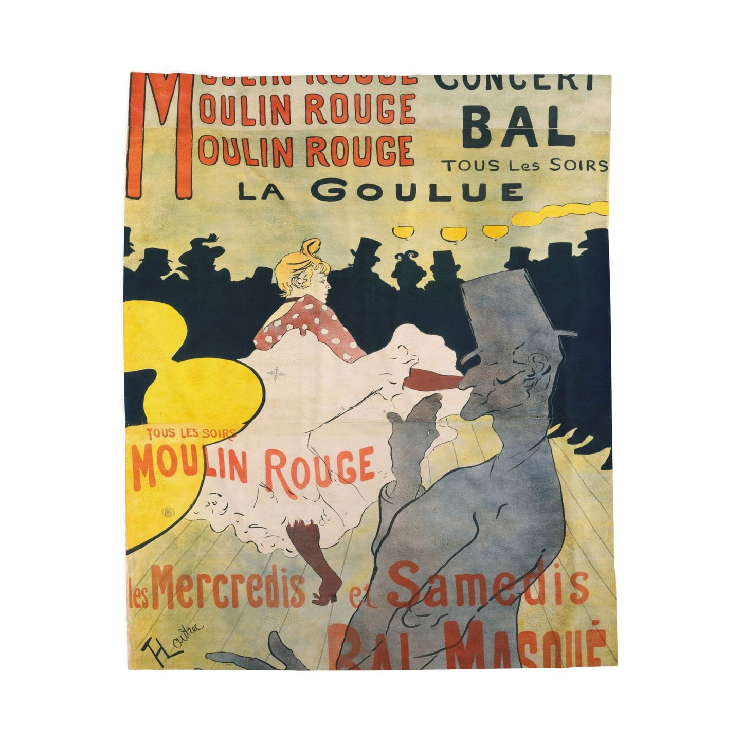 Toulouse-Lautrec, Henri - Moulin Rouge - La Goulue (1891) - Velveteen Plush Blanket