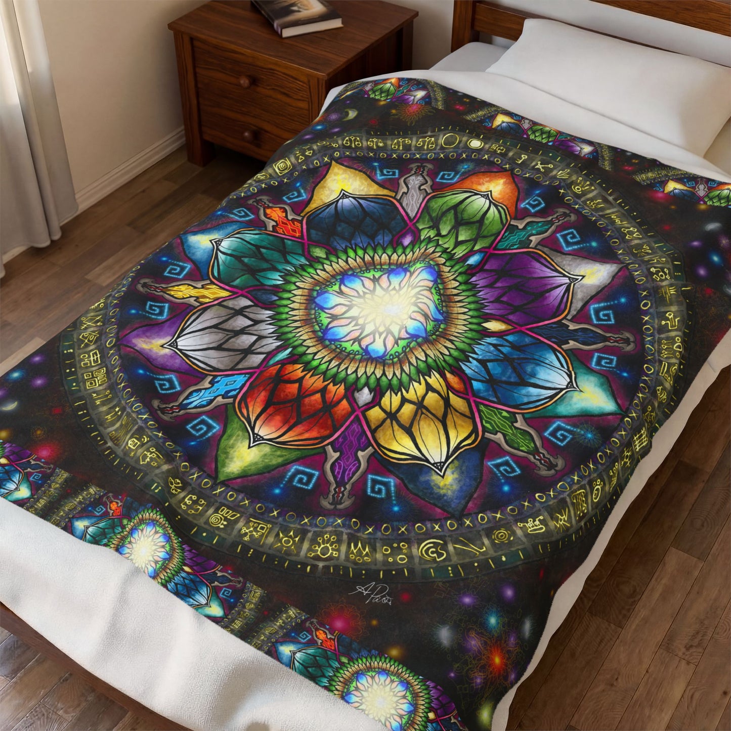 Pacio, Adam - Mystic Jewel Mandala - Velveteen Plush Blanket