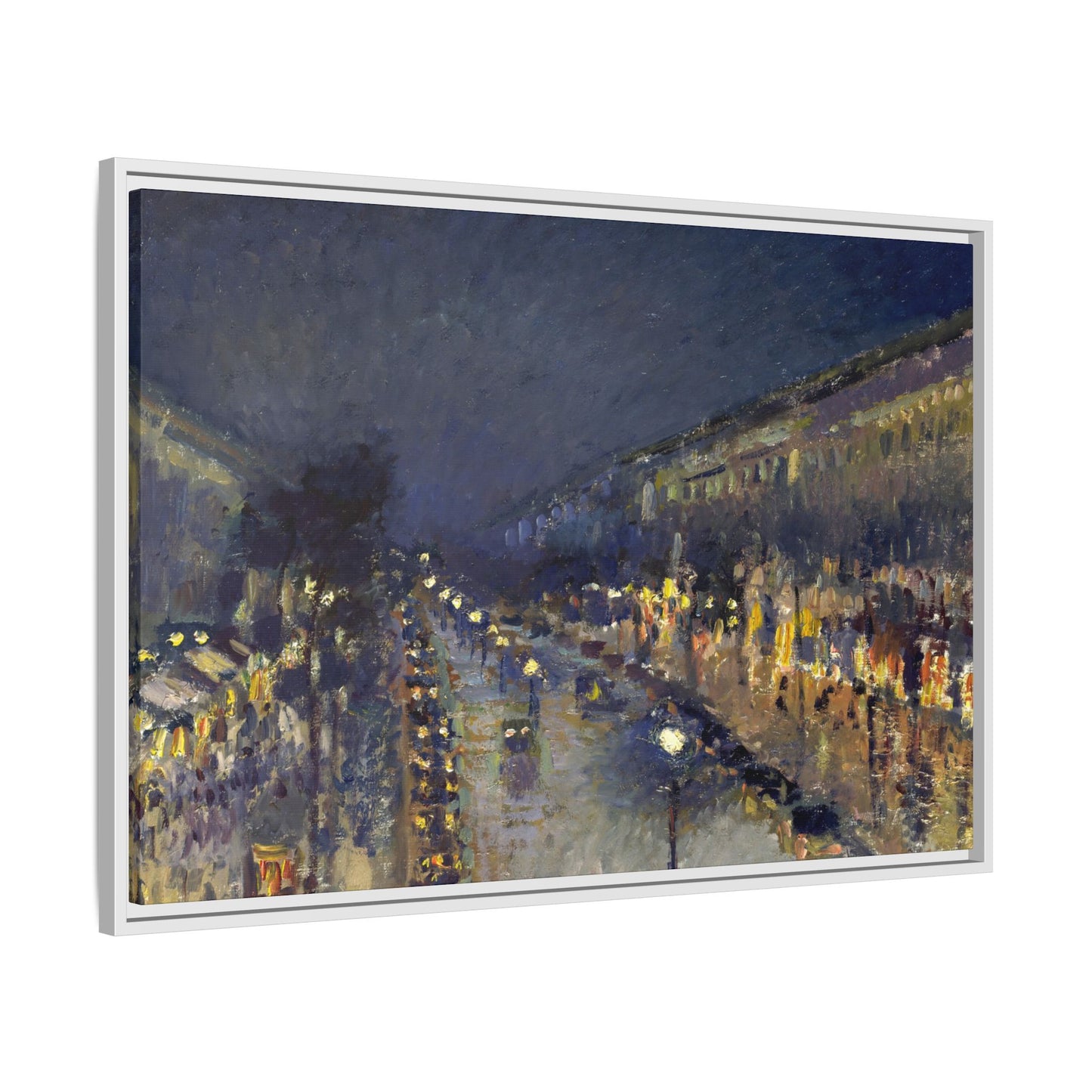 Pissarro, Camille - The Boulevard Montmartre At Night (1897) - Matte Canvas, Framed
