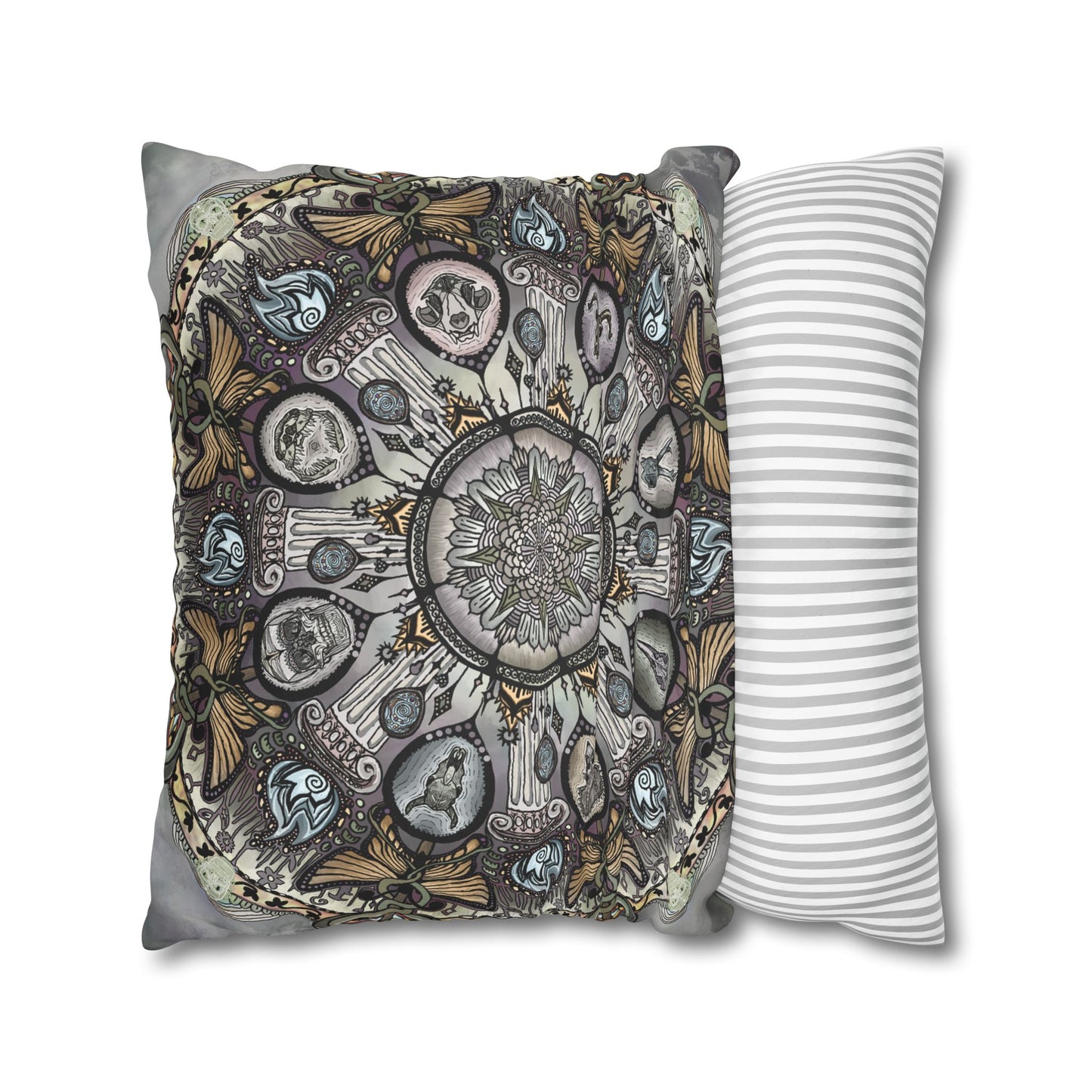 Pacio, Adam - Memento Mori Mandala - Suede Square Pillowcase