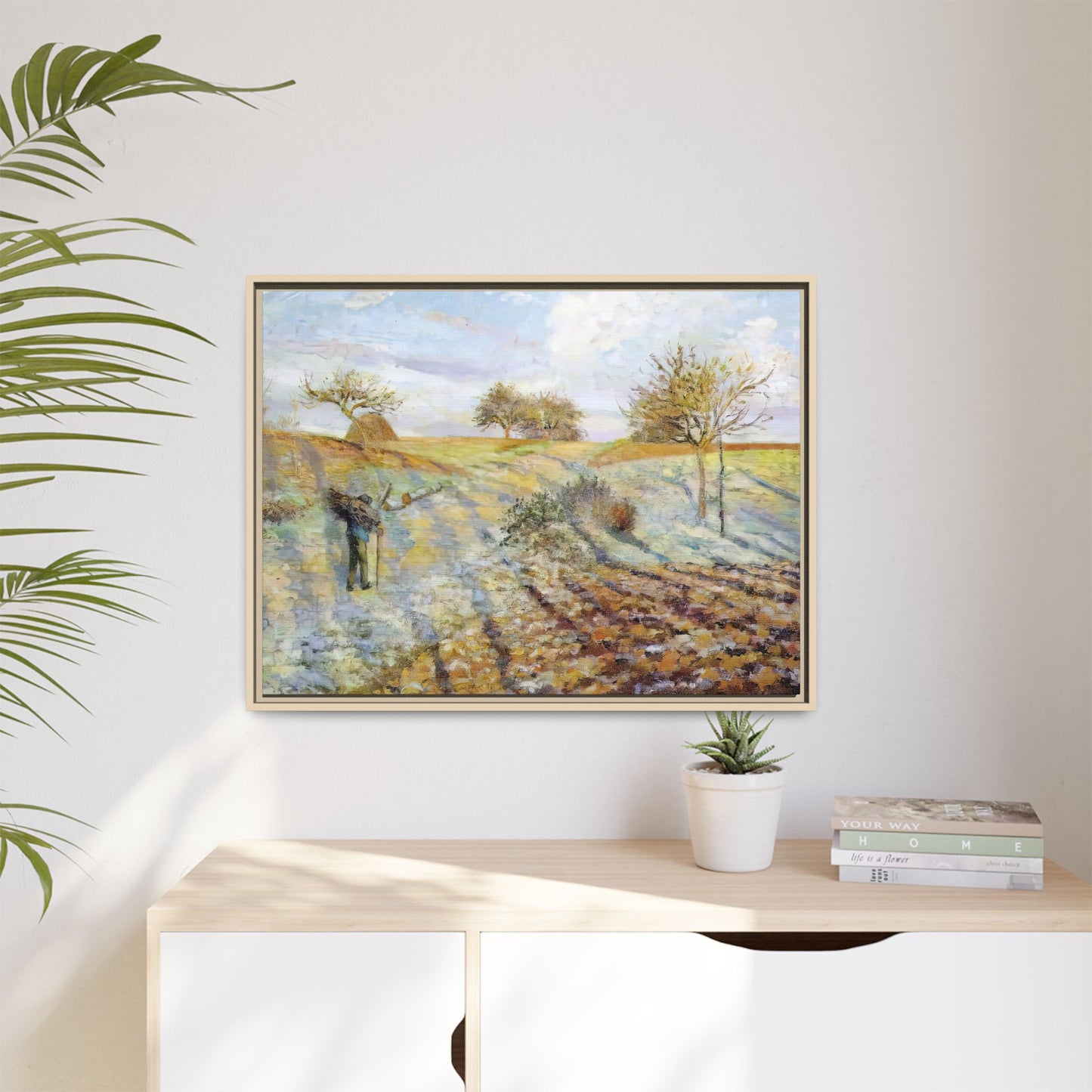 Pissarro, Camille - Hoarfrost (1873) - Matte Canvas, Framed