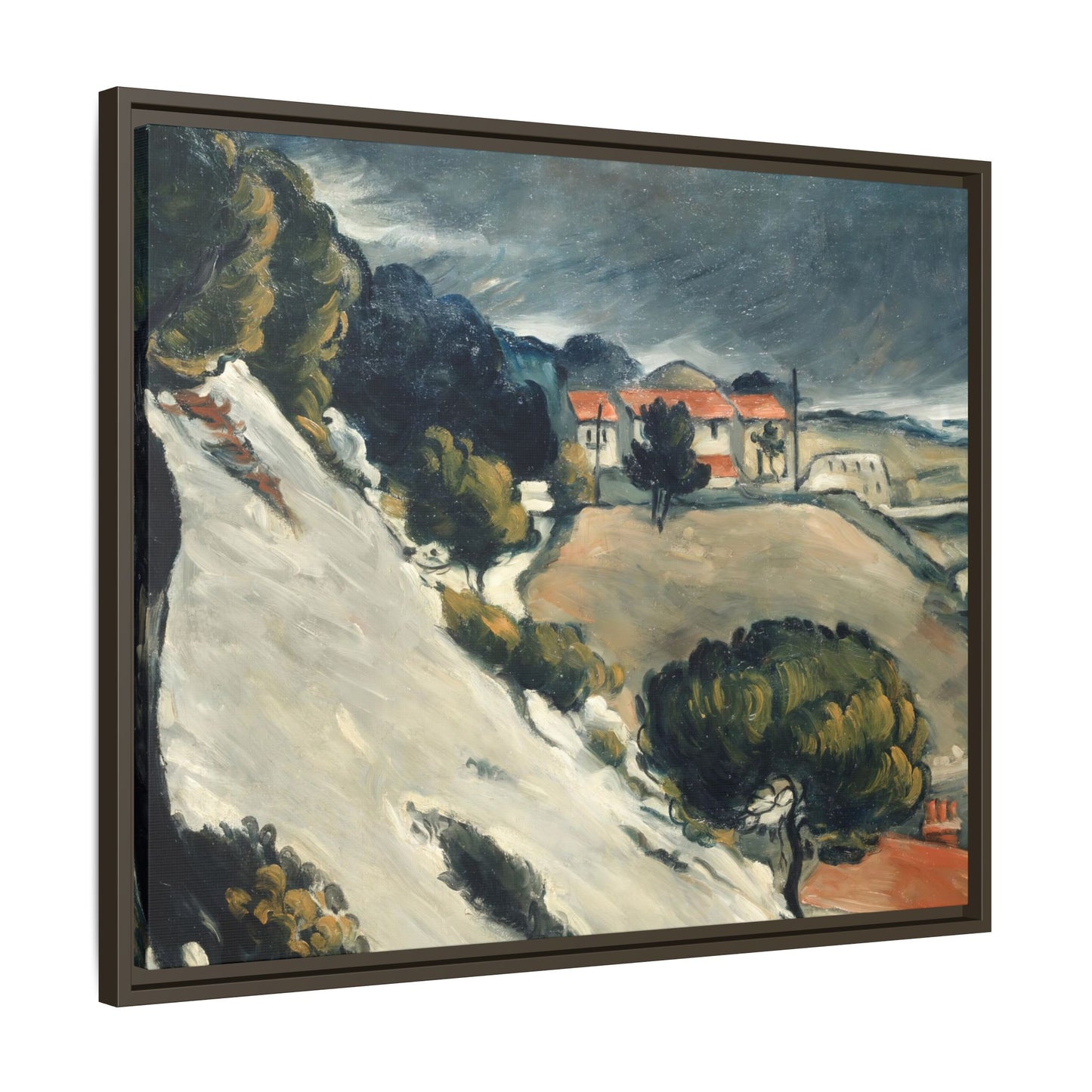 Cézanne, Paul - L’Estaque, Melting Snow (1870) - Matte Canvas, Framed