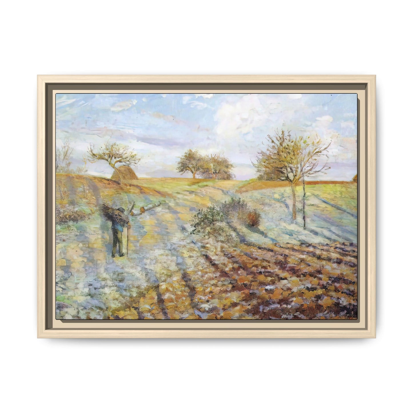 Pissarro, Camille - Hoarfrost (1873) - Matte Canvas, Framed