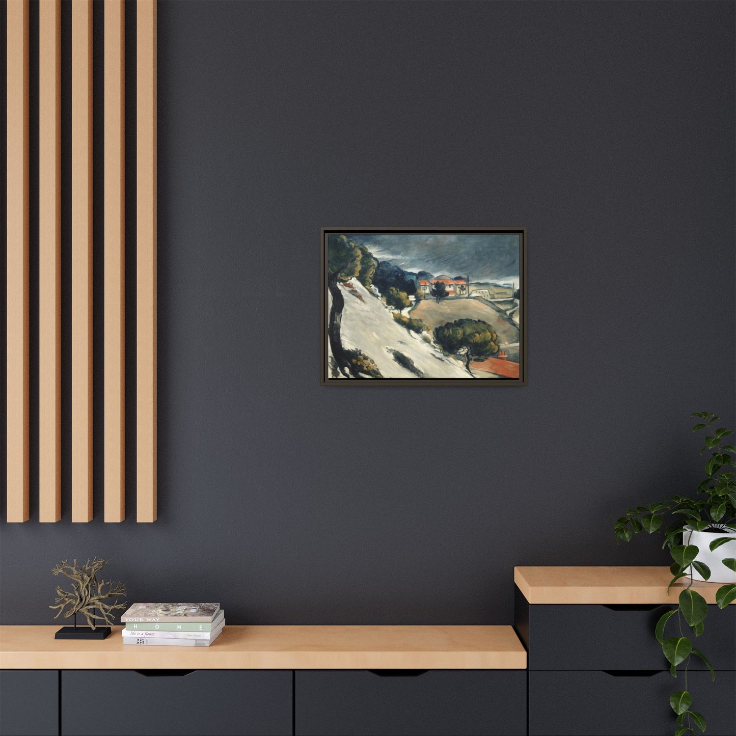 Cézanne, Paul - L’Estaque, Melting Snow (1870) - Matte Canvas, Framed