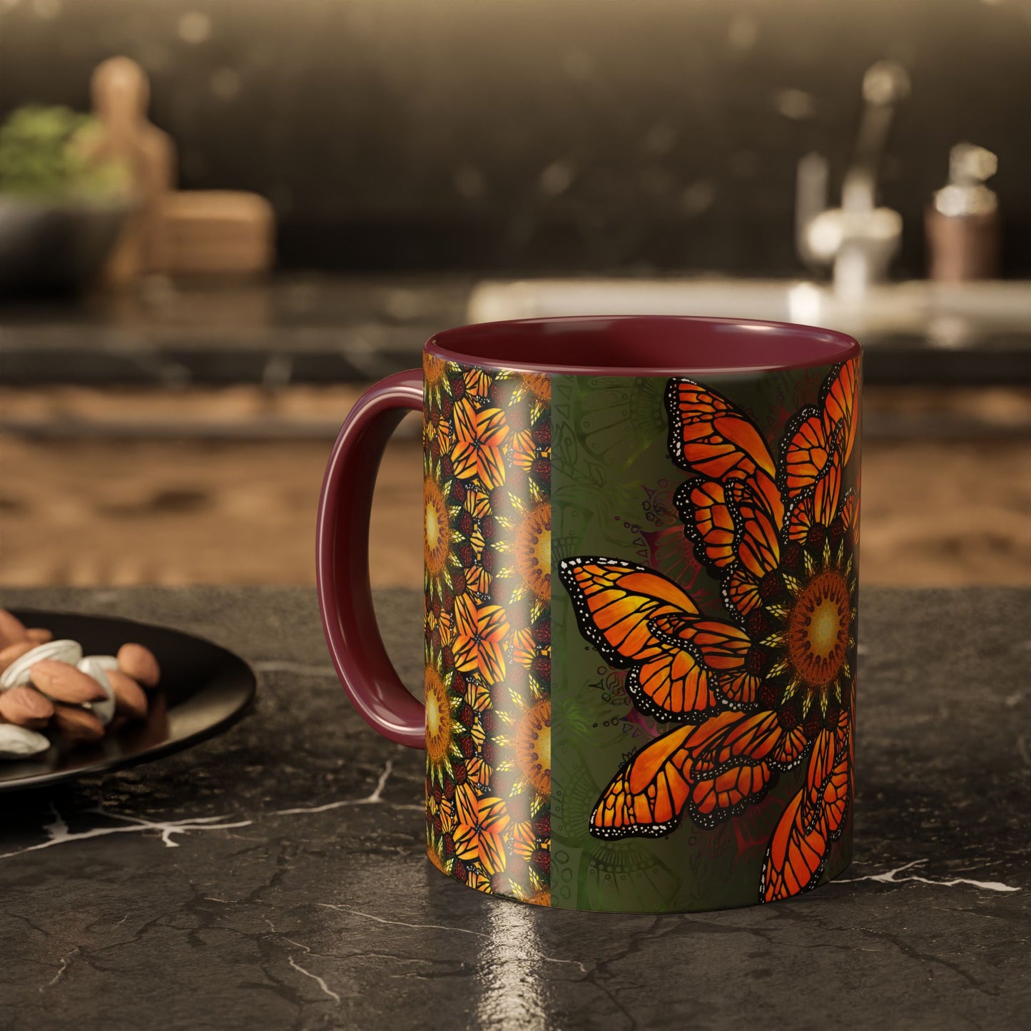 Pacio, Adam - Monarch Butterfly Mandala - Colorful Accent Mugs