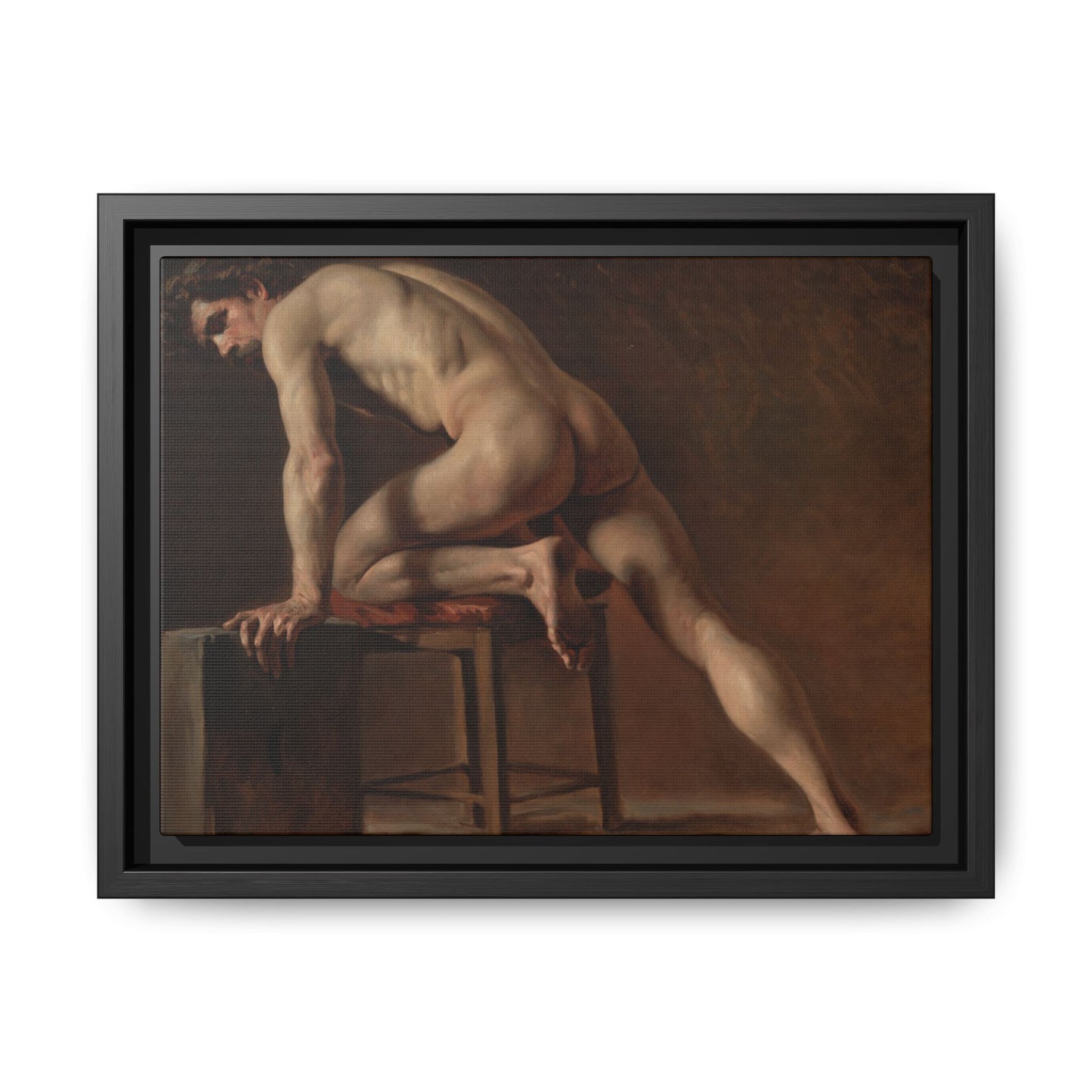 Courbet, Gustave - Study of a Nude Man (1840) - Matte Canvas, Framed
