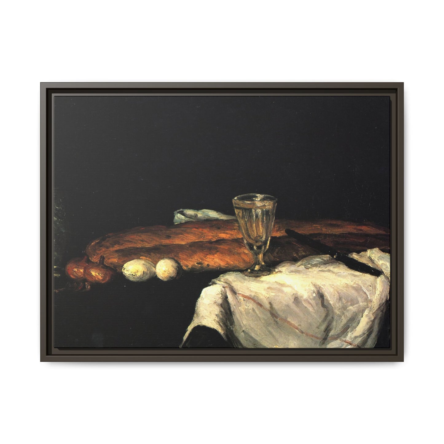Cézanne, Paul - Still Life with Bread and Eggs (1865) - Matte Canvas, Framed