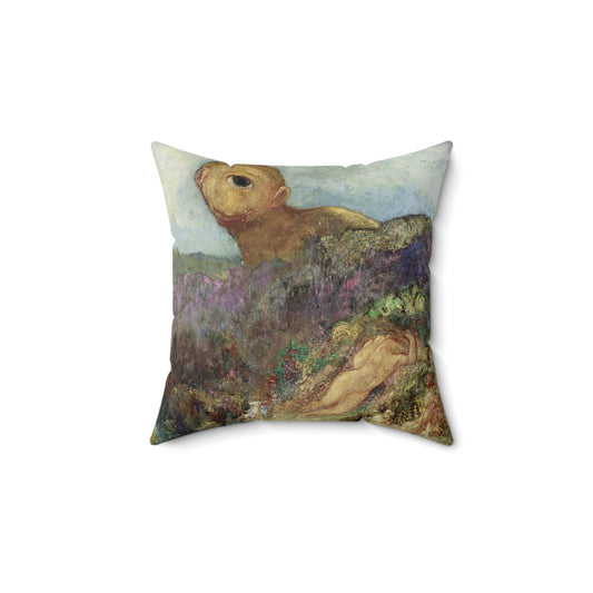 Redon, Odilon - The Cyclops (1914) - Suede Square Pillow
