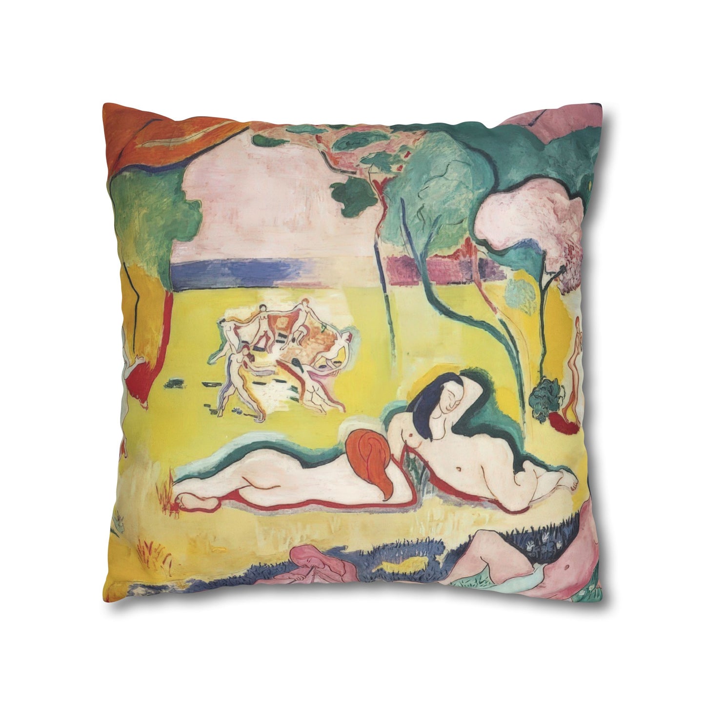 Matisse, Henri - The Joy of Life (1905) - Suede Square Pillowcase