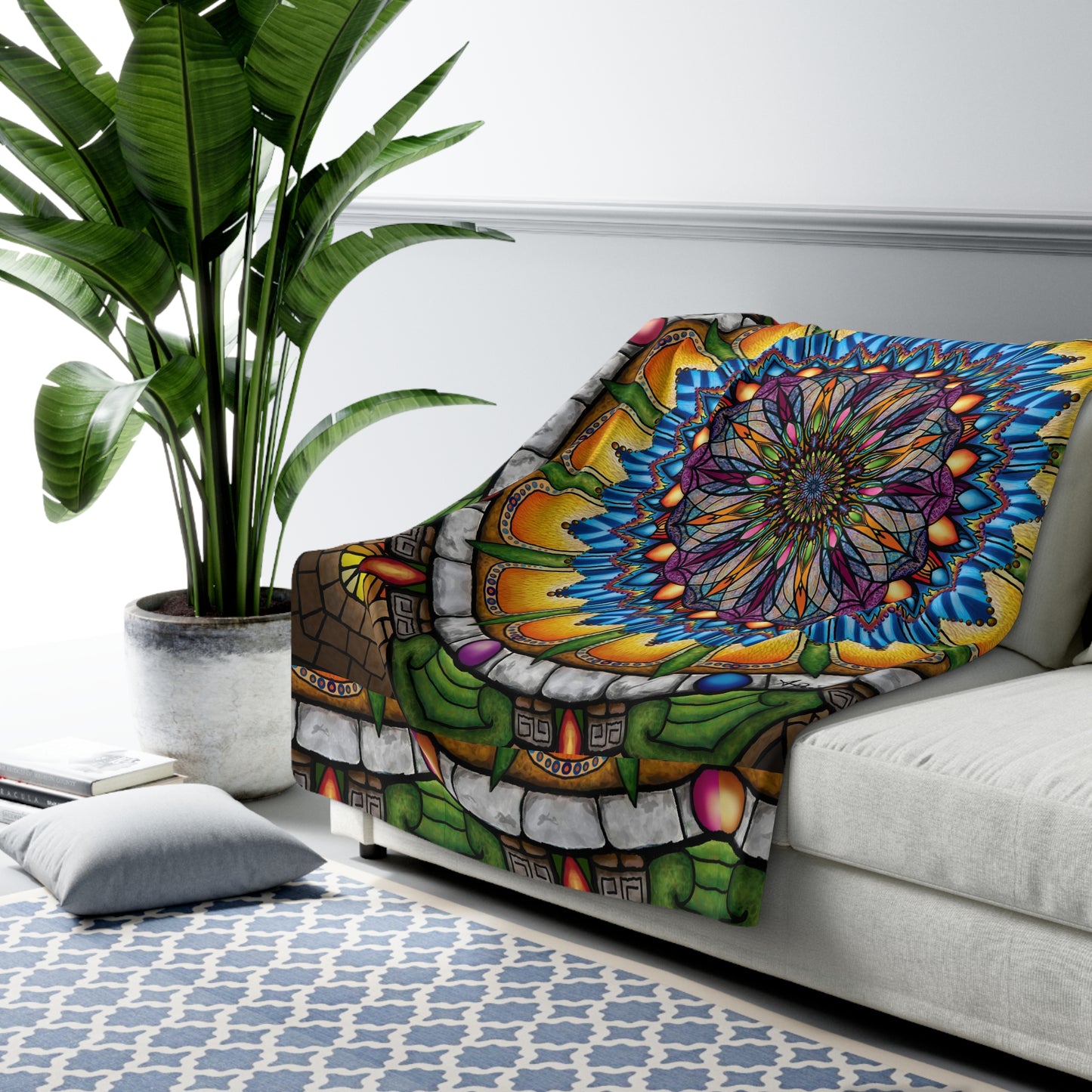 Emerald Arrows Mandala - Sherpa Fleece Blanket