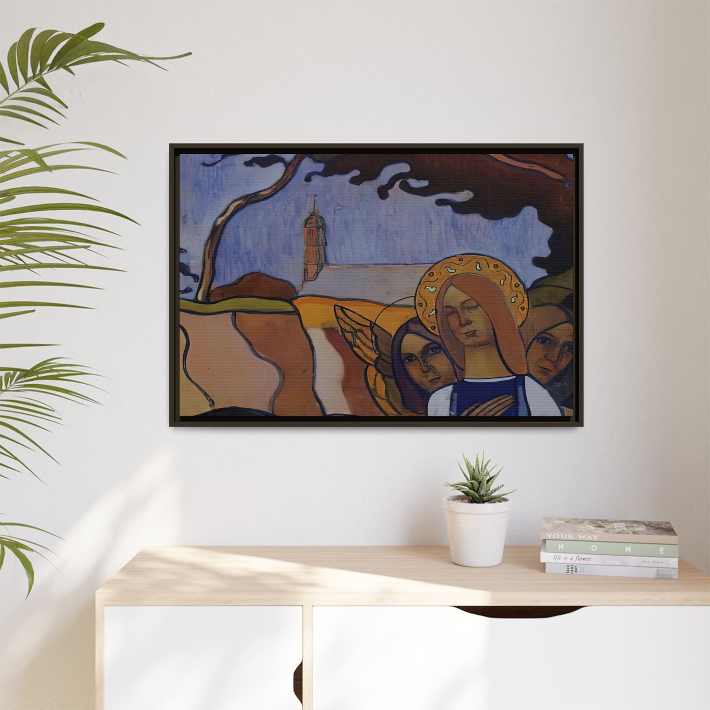 Filiger, Charles - Virgin and Two Angels (1895) - Matte Canvas, Framed