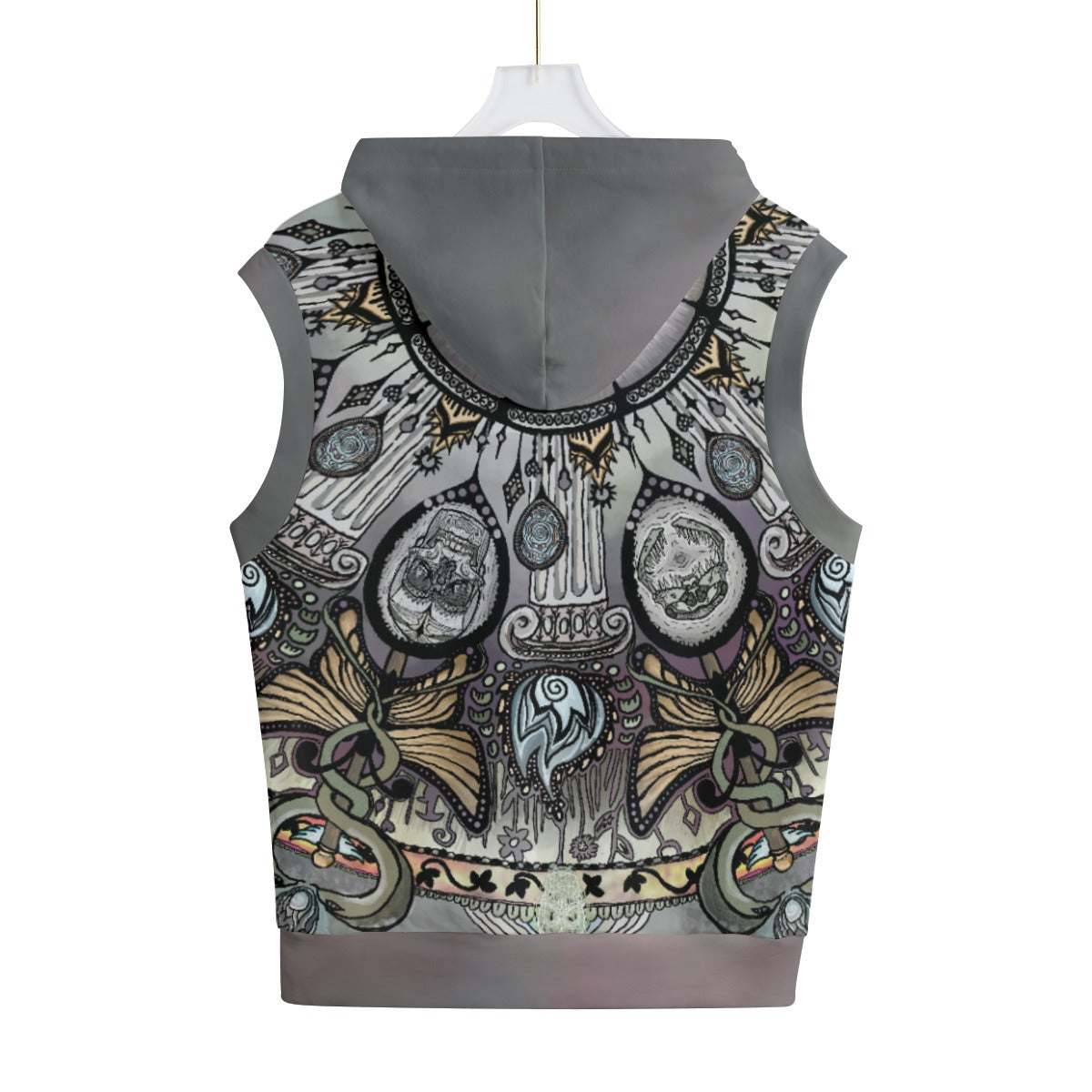 Memento Mori Mandala A Unisex Hooded Vest - 100% Cotton