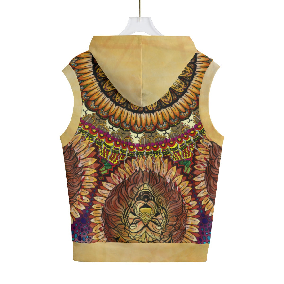 Lion Summer Mandala A Unisex Hooded Vest - 100% Cotton