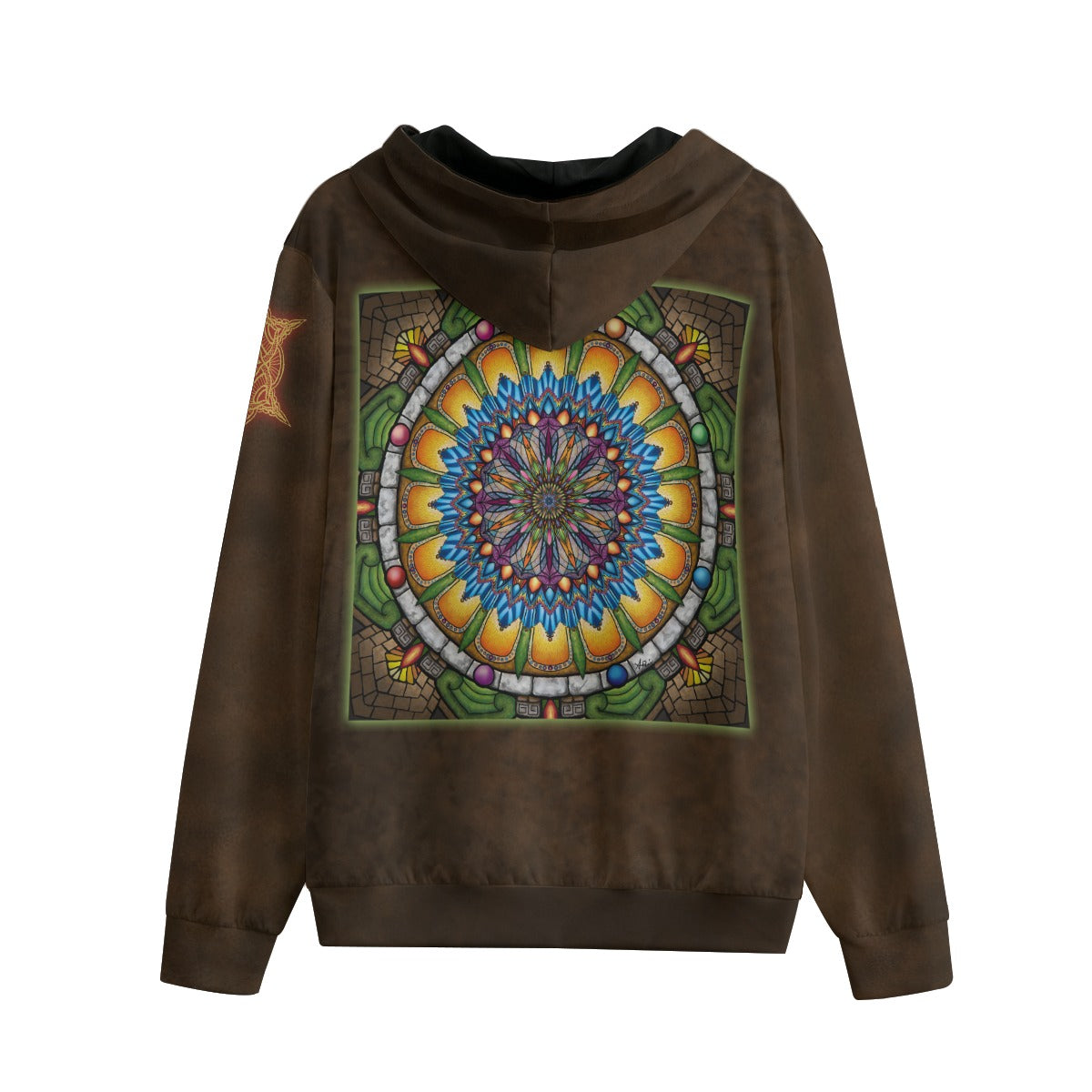 Emerald Arrows Mandala B Unisex Zip Hoodie - 100% Cotton