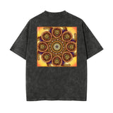 Lion Summer Mandala Unisex Heavyweight Washed T-shirt - 100% Cotton