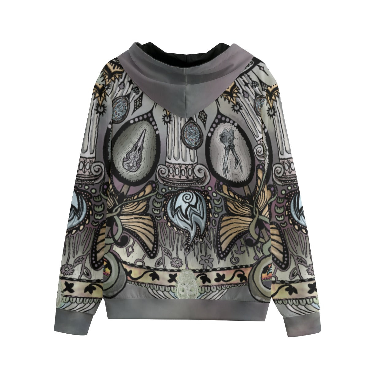 Memento Mori Mandala A Unisex Zip Hoodie - 100% Cotton