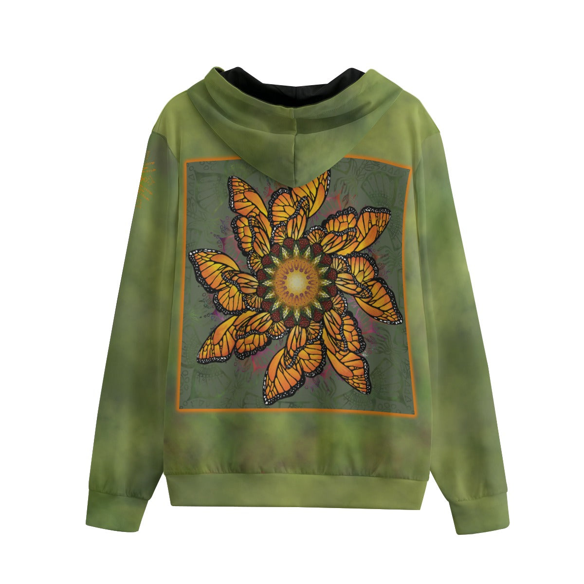 Monarch Butterfly Mandala B Unisex Zip Hoodie - 100% Cotton