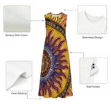Solar Disc Mandala D - Women's Sleeveless Dress With Pocket - 100% Cotton