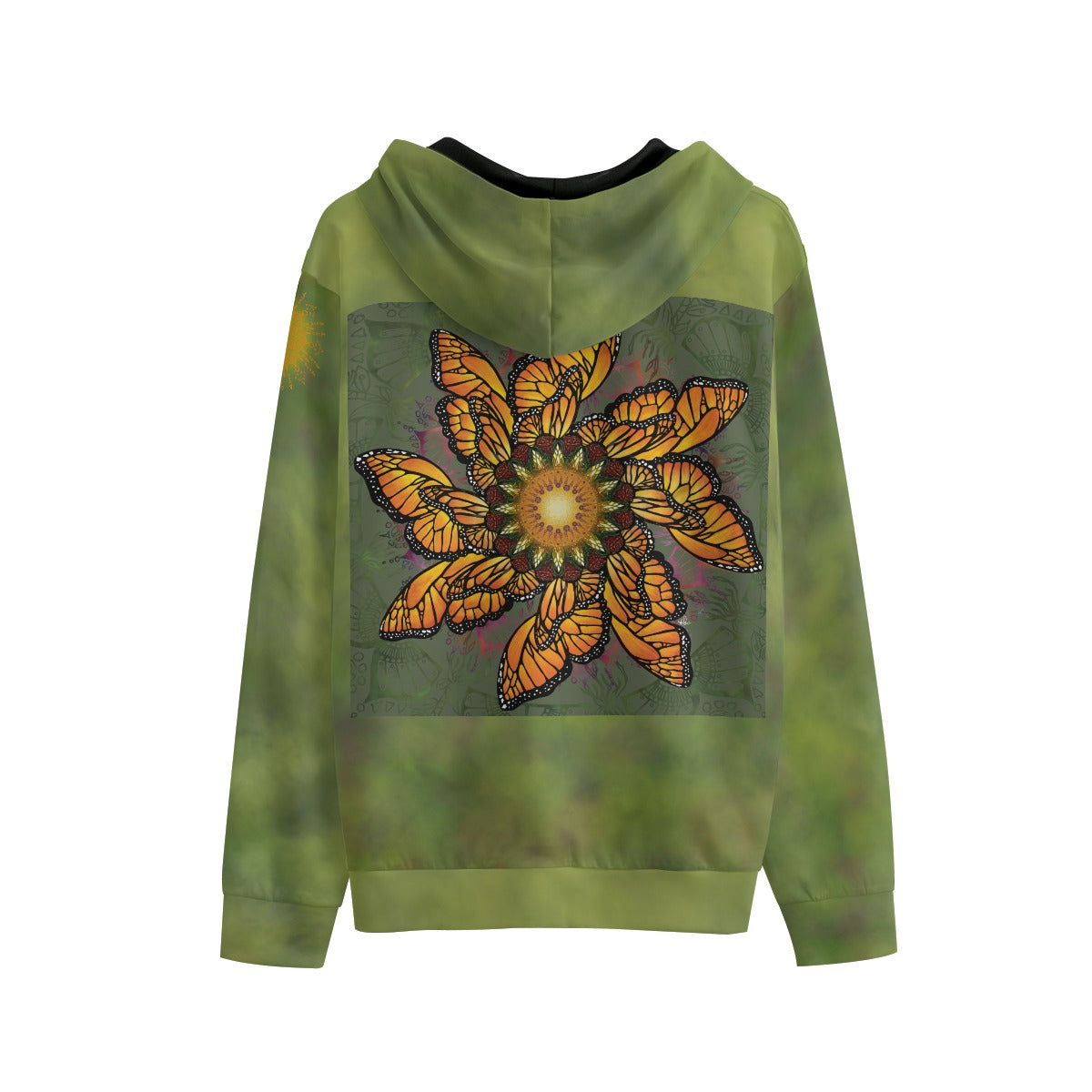 Monarch Butterfly Mandala Unisex Pullover Hoodie - 100% Cotton