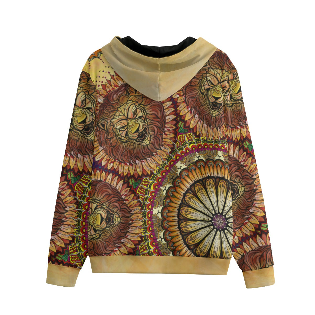 Lion Summer Mandala D Unisex Zip Hoodie - 100% Cotton
